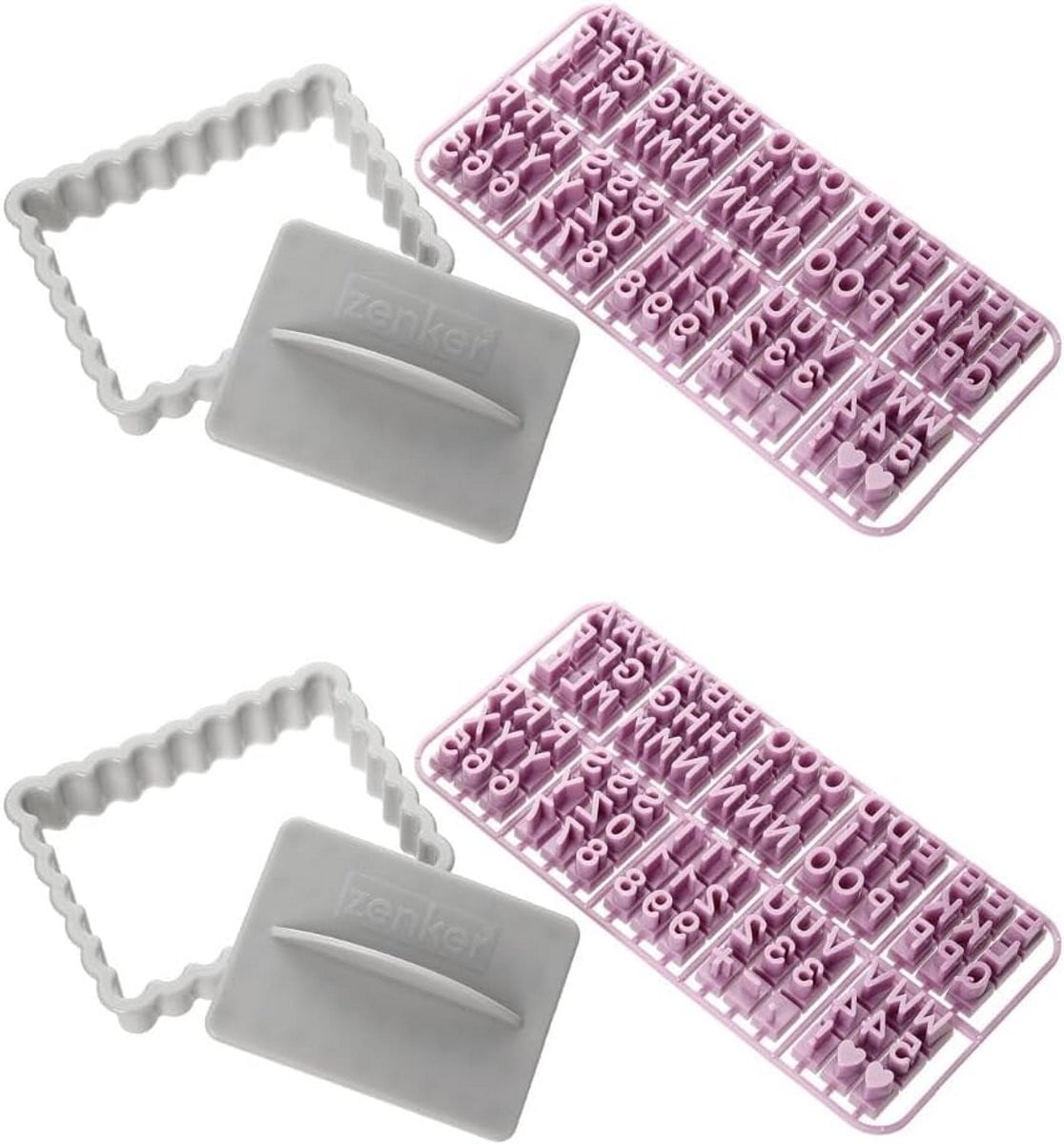 Set van 2 koekjesvormpjes met alfabet letterstempels voor gepersonaliseerde koekjes
