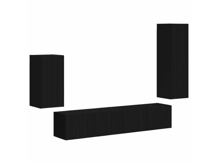 LMTYOENFG TV Schrank Set 4-Teilig Wandmontage Hängeschrank Schwarz Platzsparendes 4-teiliges Wandschrank-Set aus Holzwerkstoff in Schwarz für modernes Wohnzimmer und Schlafzimmer.