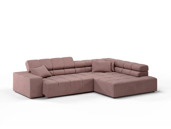 Candy Oregon Feincord Ecksofa motorische Sitztiefenverstellung