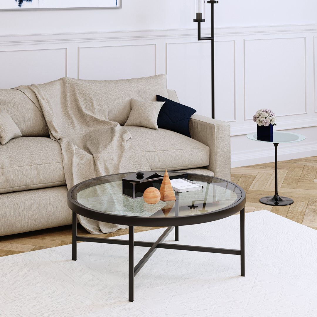 Blue Elephant Cross Legs Coffee Table Blackened Bronze 38.1cm H X 91.4cm W X 91.4cm D