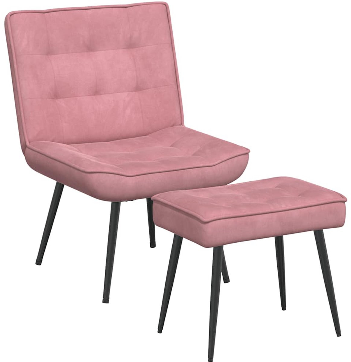 vidaXL Relaxstoel met voetenbank in roze fluweel