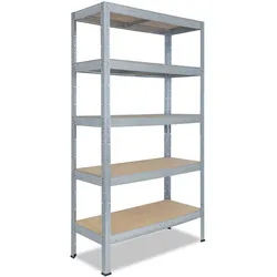 shelfplaza PRO 180x50x60 cm Schwerlastregal in verzinkt mit 5 Böden und 200 kg Traglast pro Boden