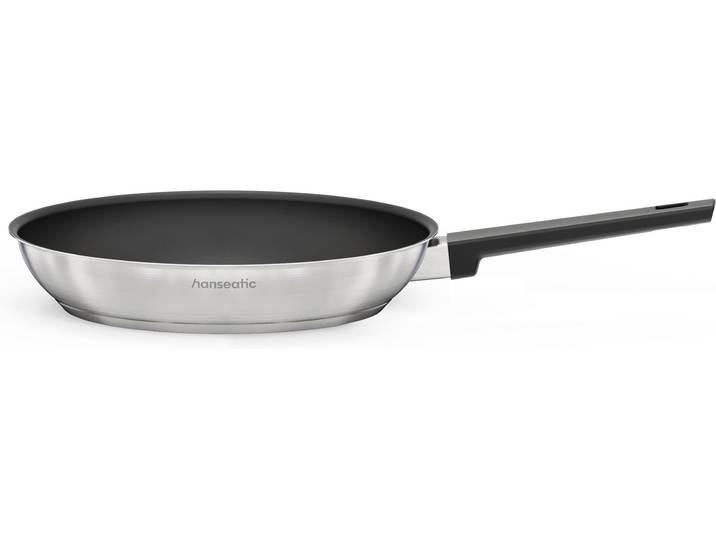 Bratpfanne HANSEATIC SMART , silber (silberfarben, schwarz), B:29,7cm H:5cm L:48,1cm Ø:28cm, Pfannen, Bratpfanne, Pfanne mit Antihaftbeschichtung, für alle Herdarten, inkl. Induktion