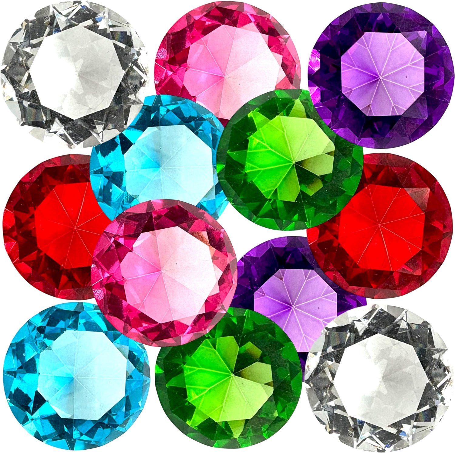 Set van 12 decoratieve kleurrijke kristallen diamanten van 3 cm