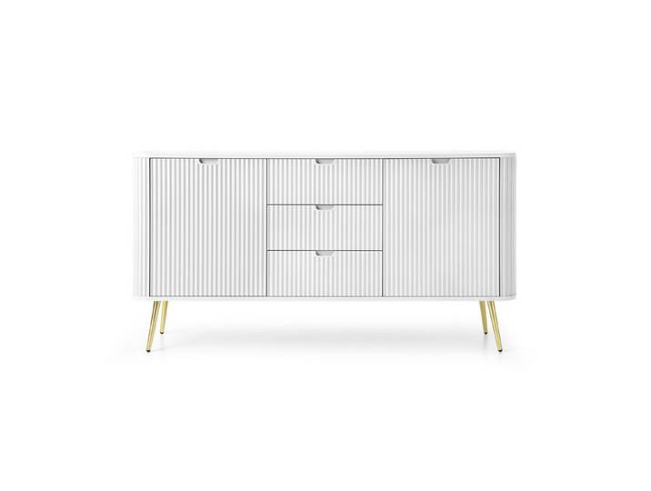 Selsey Sideboard ZOVA, 2-türig mit 3 Schubladen, Riffelfronten und Metallbeinen