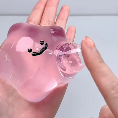 JoyToys Transparent Stress Relief Toy Adjustable Vacuum Squishy Stress Ball For Sensory Fun & Relaxation pink Star