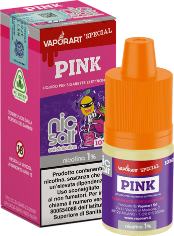 VaporArt Pink Nic Salt Liquido Pronto 10ml Lampone Fragola Limone Ghiaccio