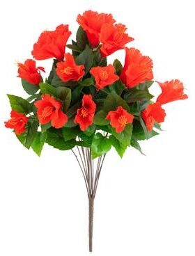 Nearly Natural 19-in UV Resistant Artificial Hibiscus Bush - Set of 3