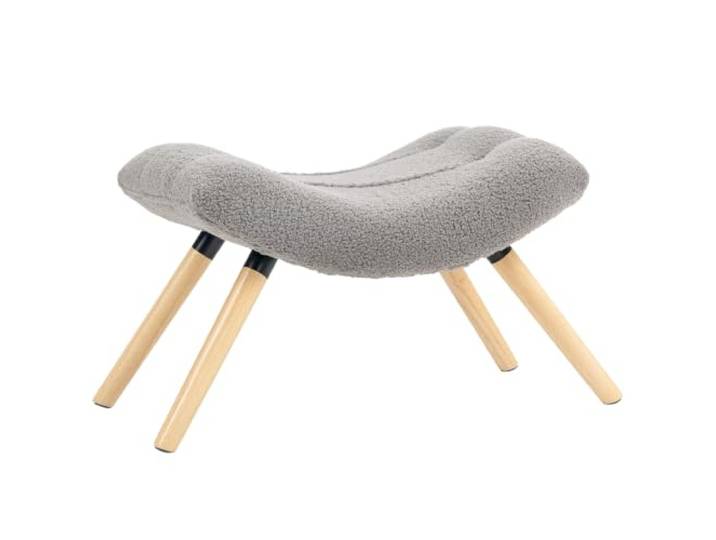 HOMCOM Sitzhocker mit Weichem Sitzkissen Holzbeinen Fußhocker Hellgrau