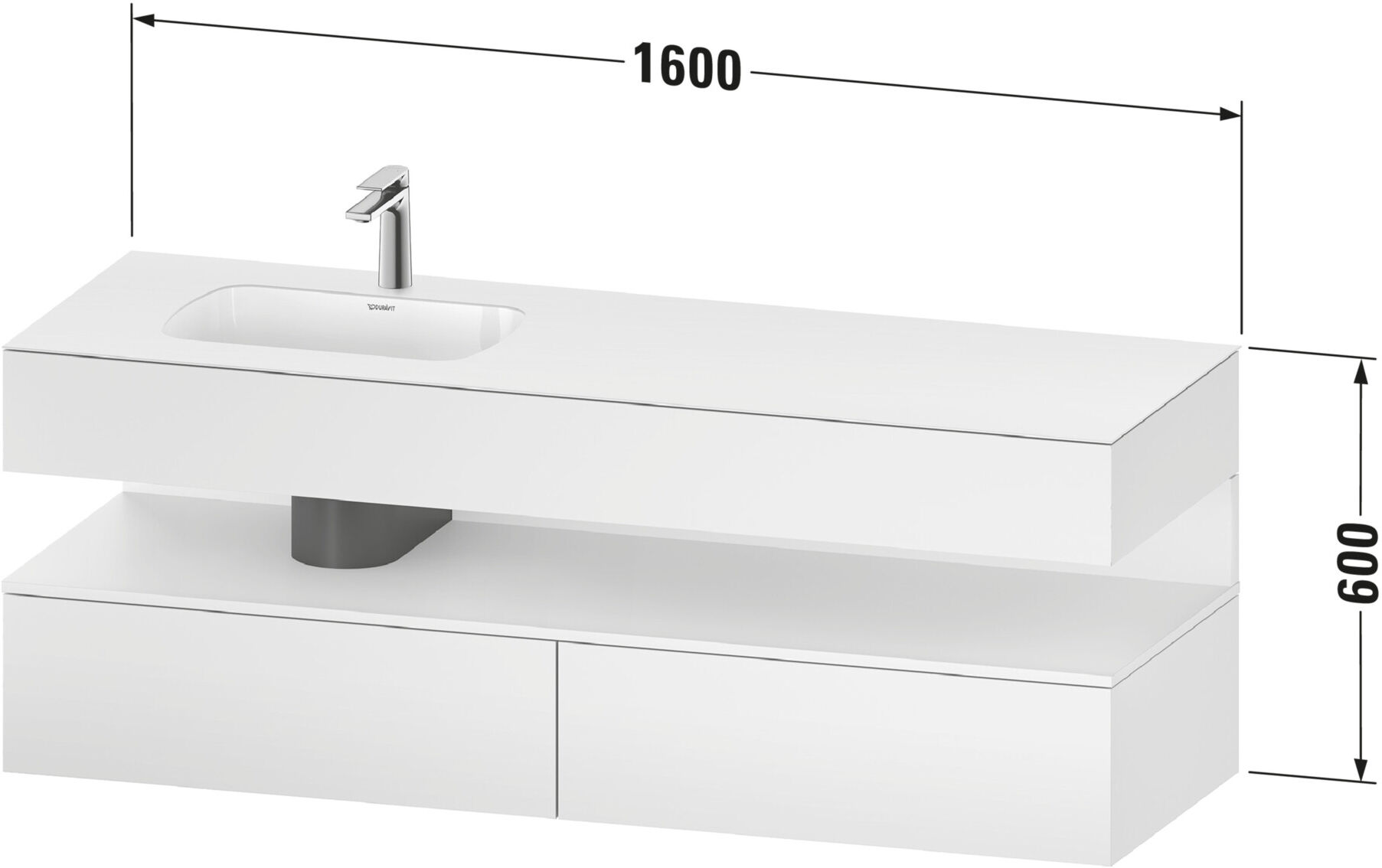 Duravit Einbauwaschtisch-Möbel-Set Qatego 160x50x60cm, Kon-WTU, B, B l, E na/tau m (QA4795030910010)