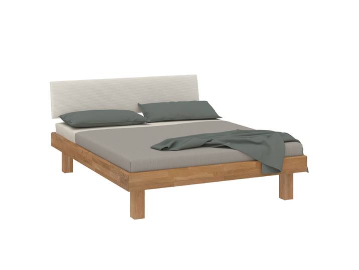 Massivholzbett Bari Plus 180 x 200cm Cord Braun/Beige Wildeiche