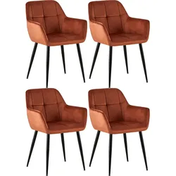 CLP 4er Set Esszimmerstühle Emia Samt   Farbe: braun, Material: Samt