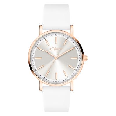 Quarzuhr S.OLIVER "Modern Statement", weiß, Armbanduhren, Damen, Quarzuhr, Armbanduhr, Damenuhr, Silikonarmband, analog