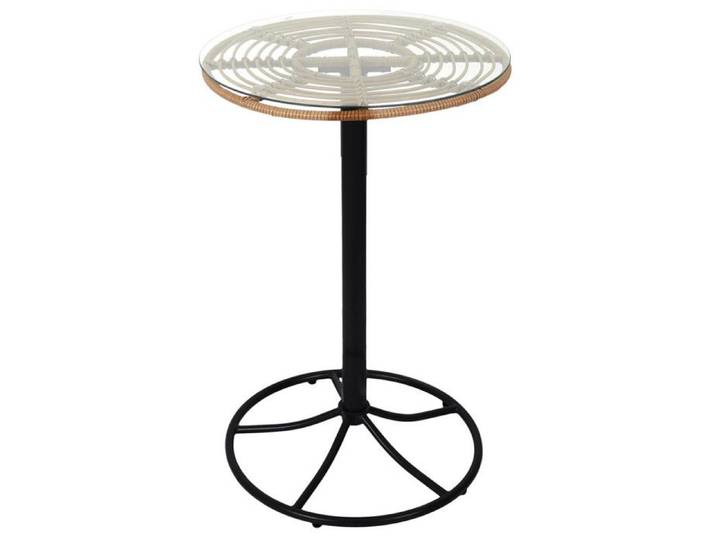 JAKARTA - Table Mange-Debout Noire avec Plateau en Verre