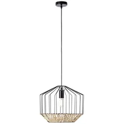 BRILLIANT Templo Pendelleuchte 37cm schwarz/natur Innenleuchten,Pendelleuchten   1x A60, E27, 40W, geeignet für Normallampen (nicht enthalten)   In der Höhe einstellbar / Kabel kürzbar
