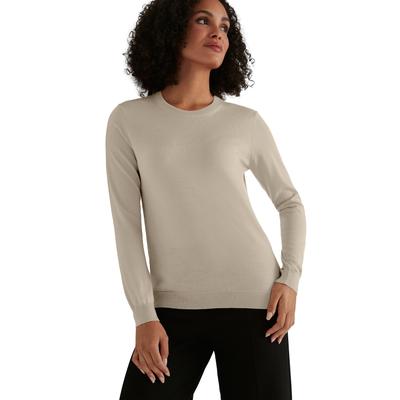 Strickpullover FALKE "FALKE Pullover", Damen, Gr. L, beige (beige meliert (4043)), Pullover Strickpullover