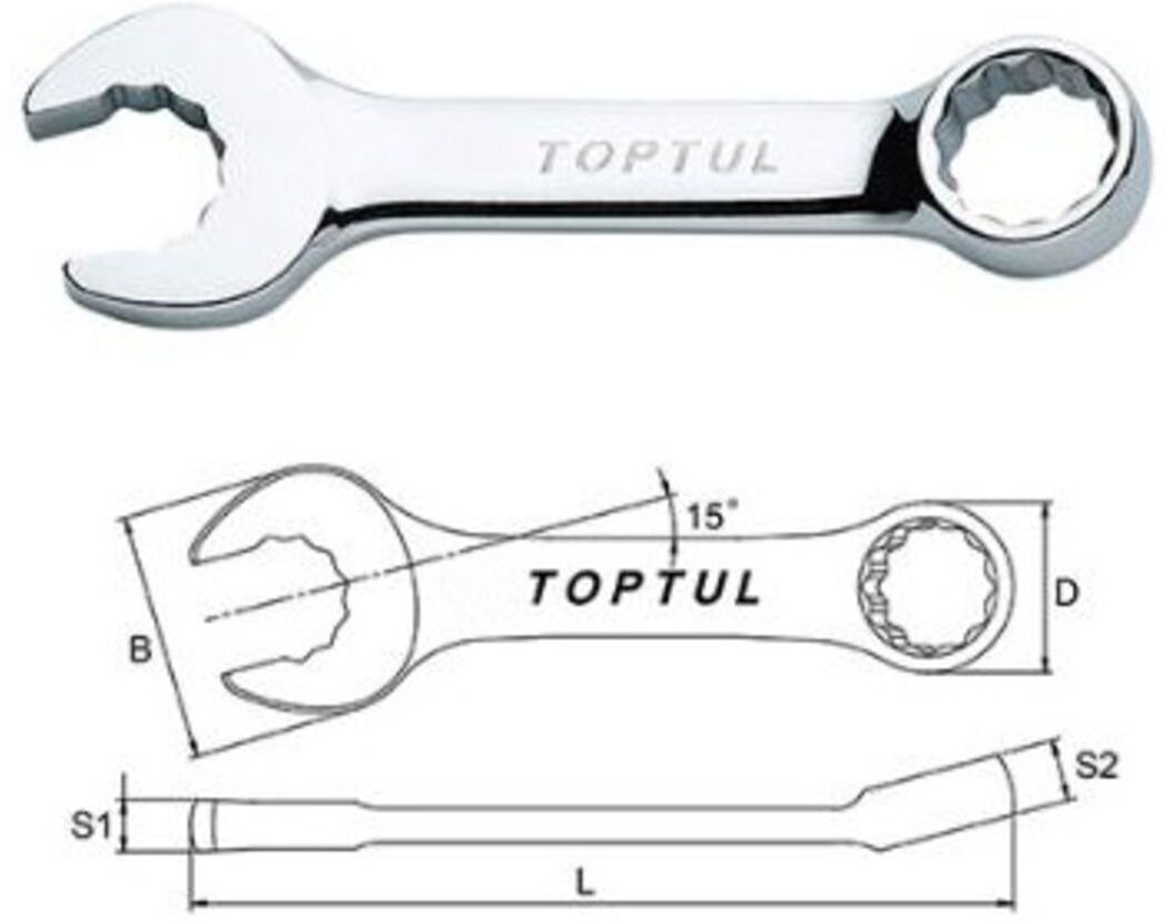 Kiintolenkkiavain Toptul 14 Mm Lyhyt