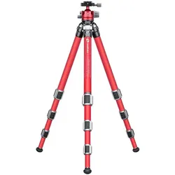 Leofoto LA-324C + Kugelkopf LH-40 (Carbon, Metall), Stativ, Rot, Schwarz