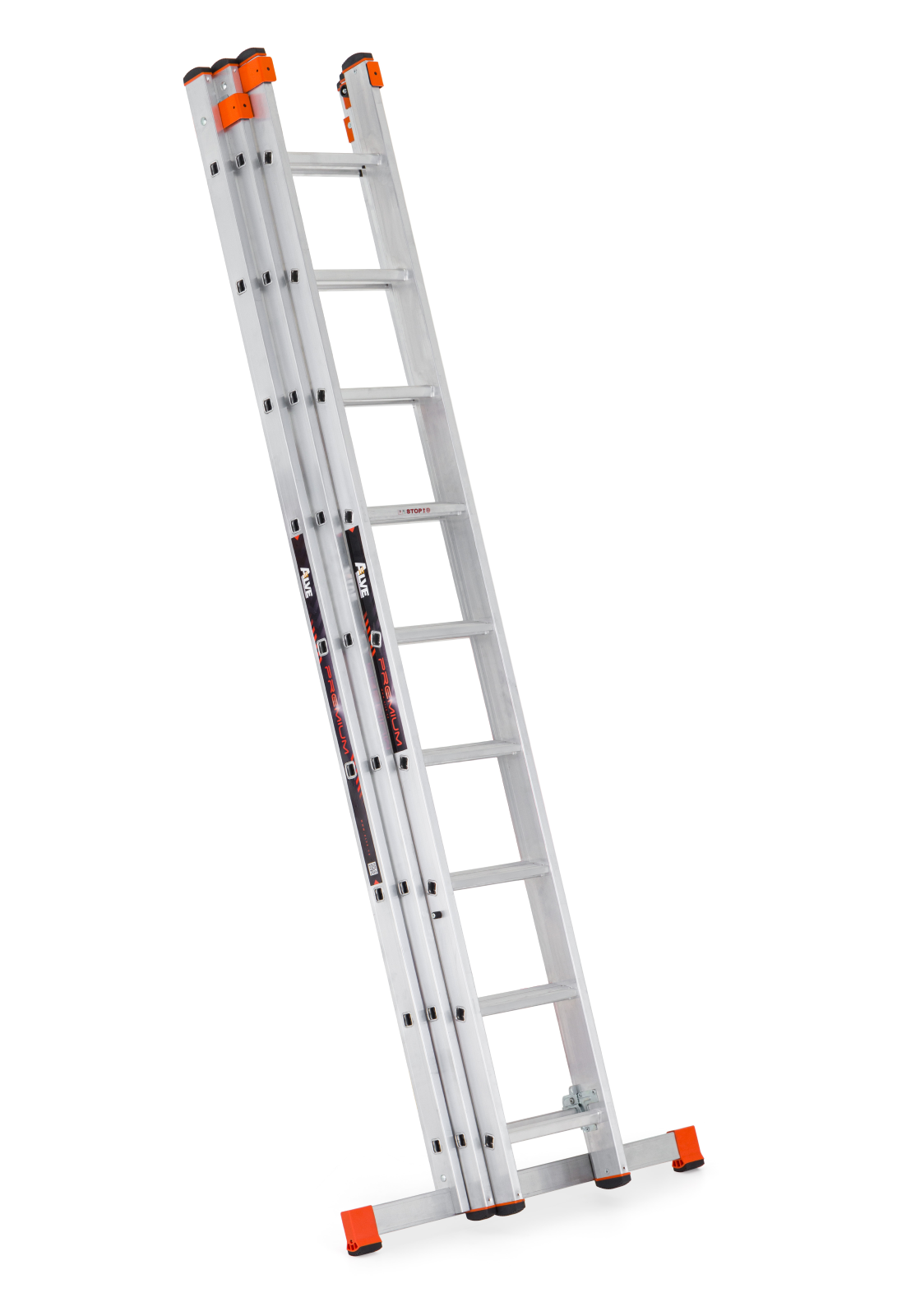 B2B Partner Aluminium-Dreiteilige Leiter ALVE PREMIUM mit Trittstufen, 3x9 Sprosen, Länge 6,08 m