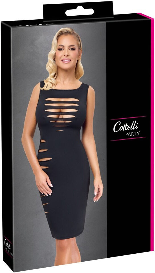 Cottelli PARTY Robe moulante courte noire avec découpes sexy