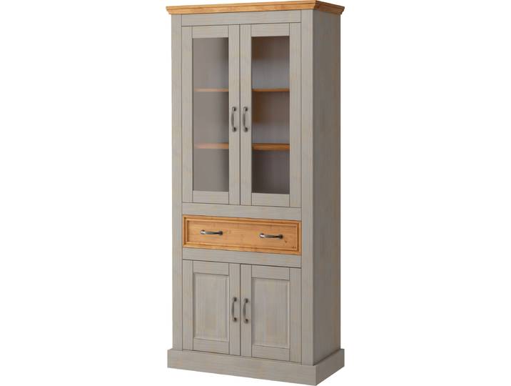 Vitrine GOODPRODUCT Selma , grau (grau, gebeizt), Schränke, Vitrine, Höhe 180 cm (2-trg.)