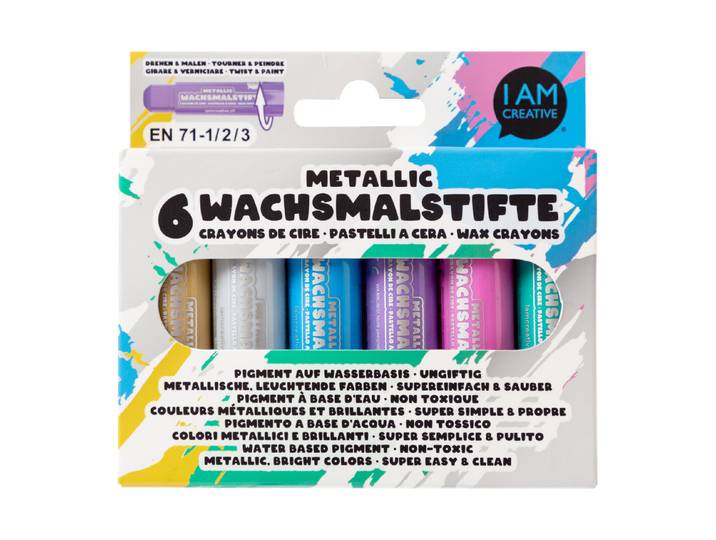Wachsmalstifte Set Metallic, 6 Farben