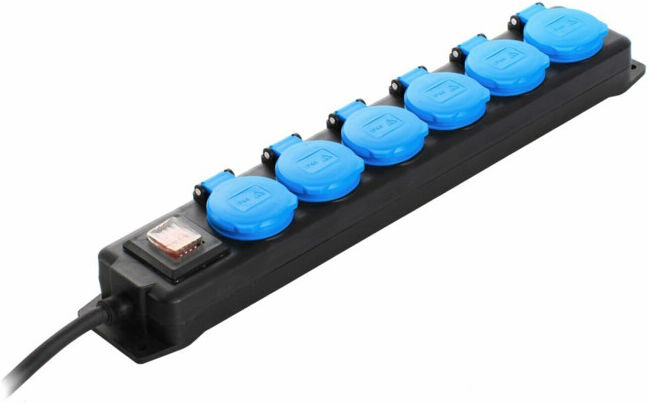 as-Schwabe Multiprise 6 prises IP44, 1,5 m H07RN-F3G1,5 ; as - Schwabe (38606)