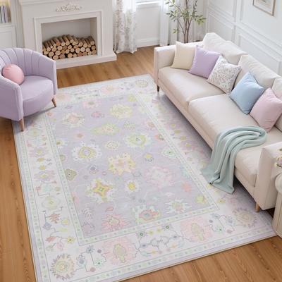 Bluebell Boho Oushak Area Rugs, Colorful Indoor Non-Slip Rugs, Washable, Soft