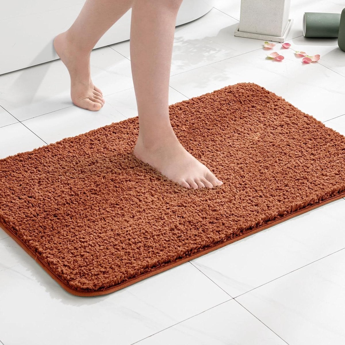 Super absorberende antislip badmat en douchemat in baksteen rood, 60 x 90 cm