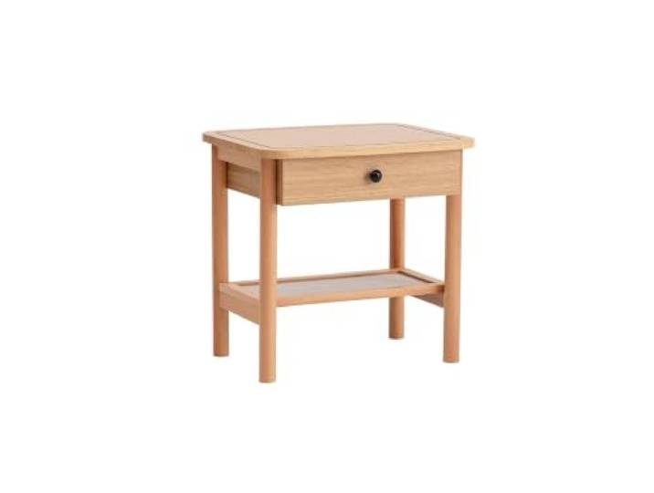 Hanah Home Skandinavischer Nachttisch, 55 cm x 55 cm x 45 cm, 100% MDF mit Holzbeinen, Natur- und Braun-Finish Stilvoll und funktional für Moderne Wohnungen