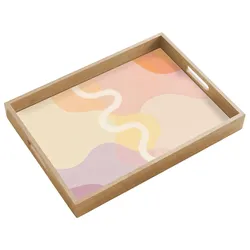 TABLETT Gewellte Formen - Abstrakt - Pastell Eichenholz 50x35 cm