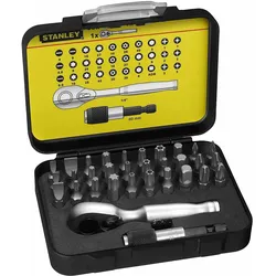 Stanley, Bits, 1/4" BitSatz, 25 mm, mit MiniUmschaltknarre, 32teilig