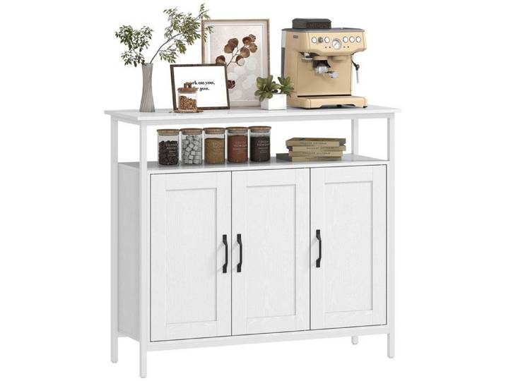 Console-buffet - MINIMAL - 100x35x88 cm - 2 portes - Bois & acier - Plan de travail large