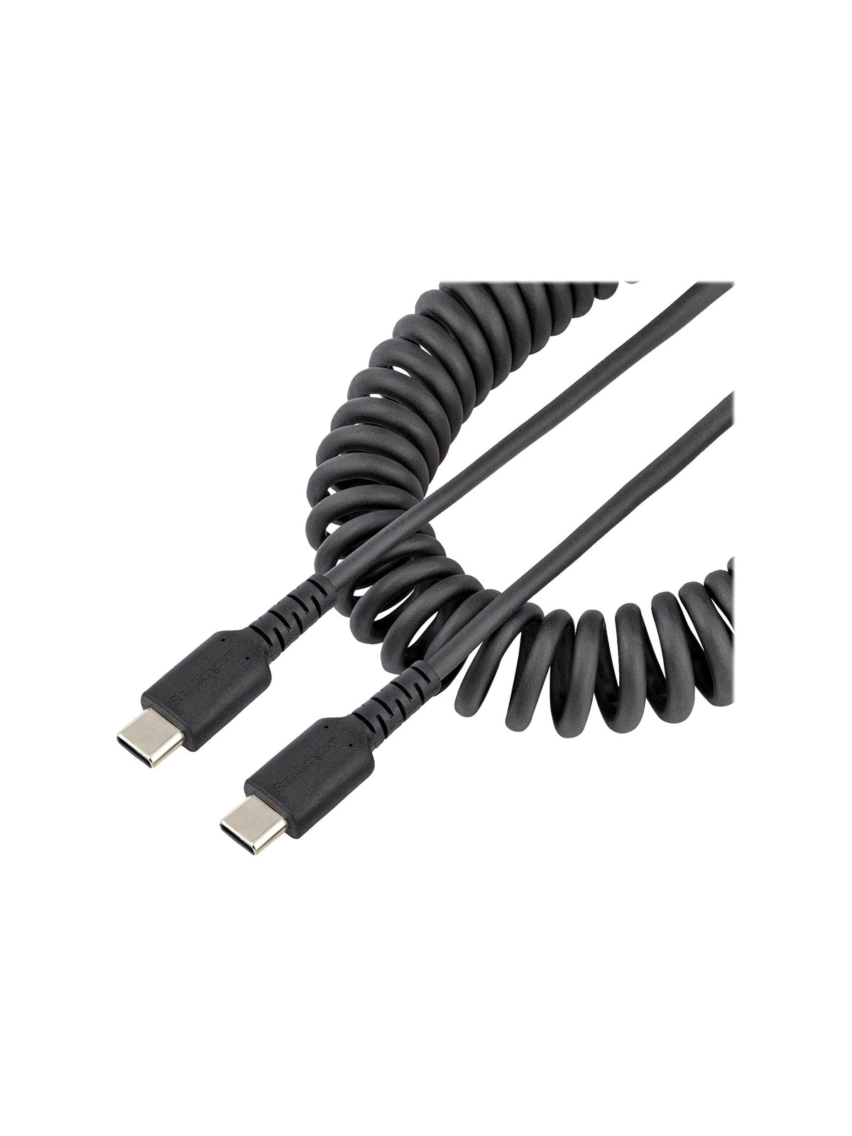 StarTech.com 3ft (1m) USB C Charging Cable Coiled Heavy Duty Fast Charge & Sync USB-C Cable USB 2.0 Type-C Cable Rugged Aramid Fiber Durable Male to Male USB Cable Black