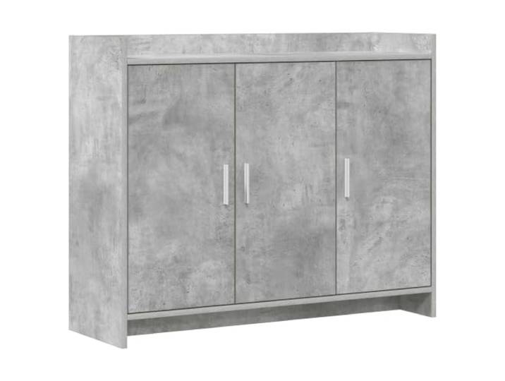 KPOTUERTU Sideboard Betongrau 98,5 x 33 x 80 cm Holzwerkstoff Metallgriffe, großer Stauraum, einfache Wartung, vielseitige Platzierung, modernes Design