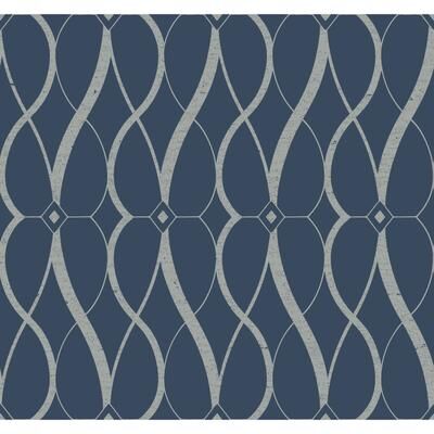 Antonina Vella Graceful Geo Navy & Silver Wallpaper