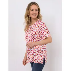 IN-PRINT Shirt, 1/2-Arm Rundhalsausschnitt Seitenschlitze Allover-Druck