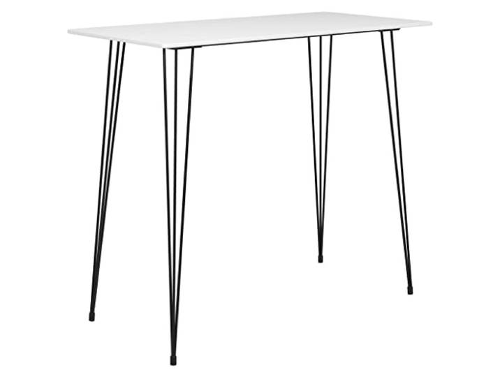 5-teiliger Set Barmöbel Weiß MDF-Tischplatte, Gestell Metall, PP-Sitz mit Netzrücken, 110 kg