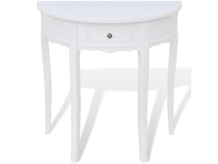 POUFGDR Konsolentisch, halbrund, mit Schublade, weiß, MDF und Kiefer Kompaktes Design, Aufbewahrungsschublade, halbrunde Form, weiß lackiert, MDF und Kiefer, Flur, Esszimmer