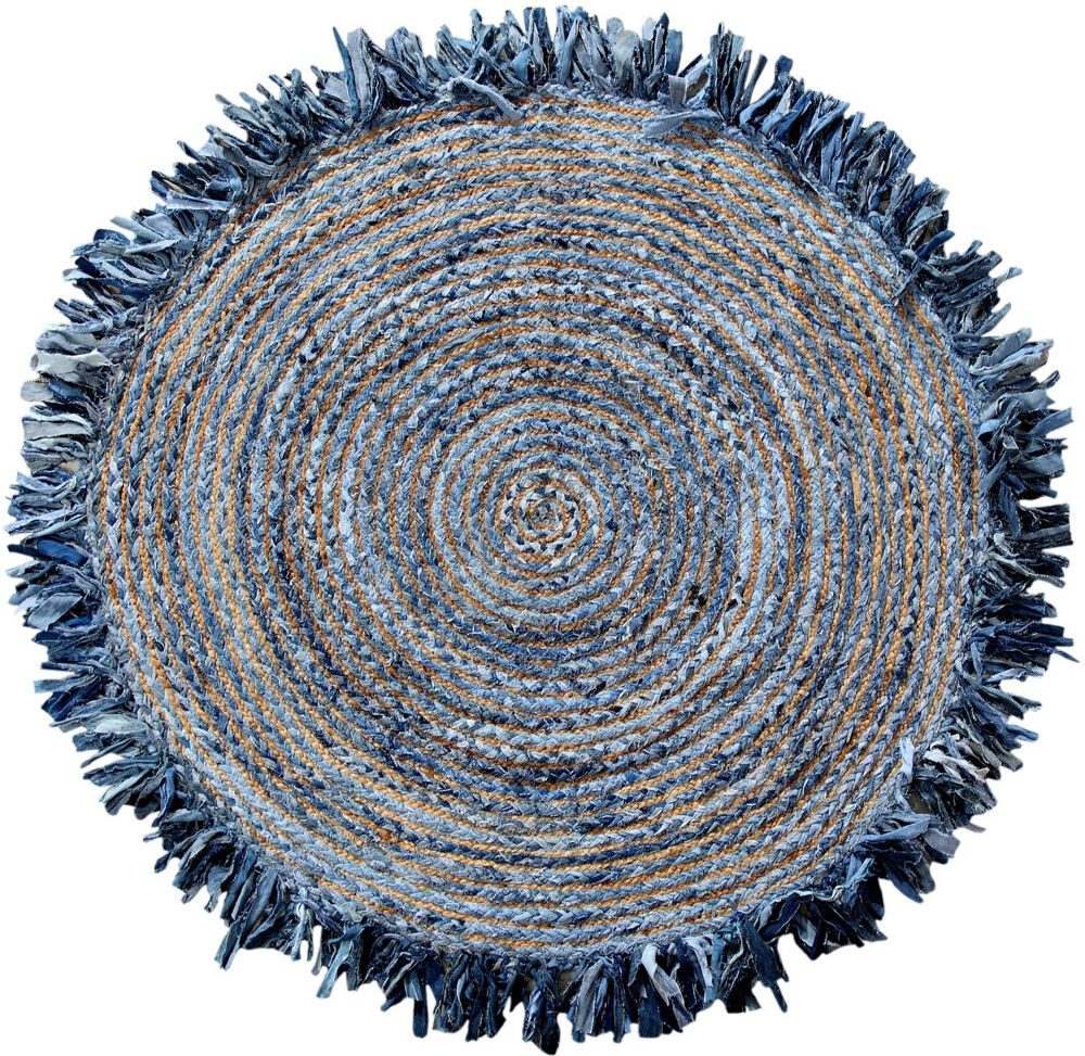 World Menagerie Gresham Round Hand Woven Area Rug Denim Blue Round 120cm