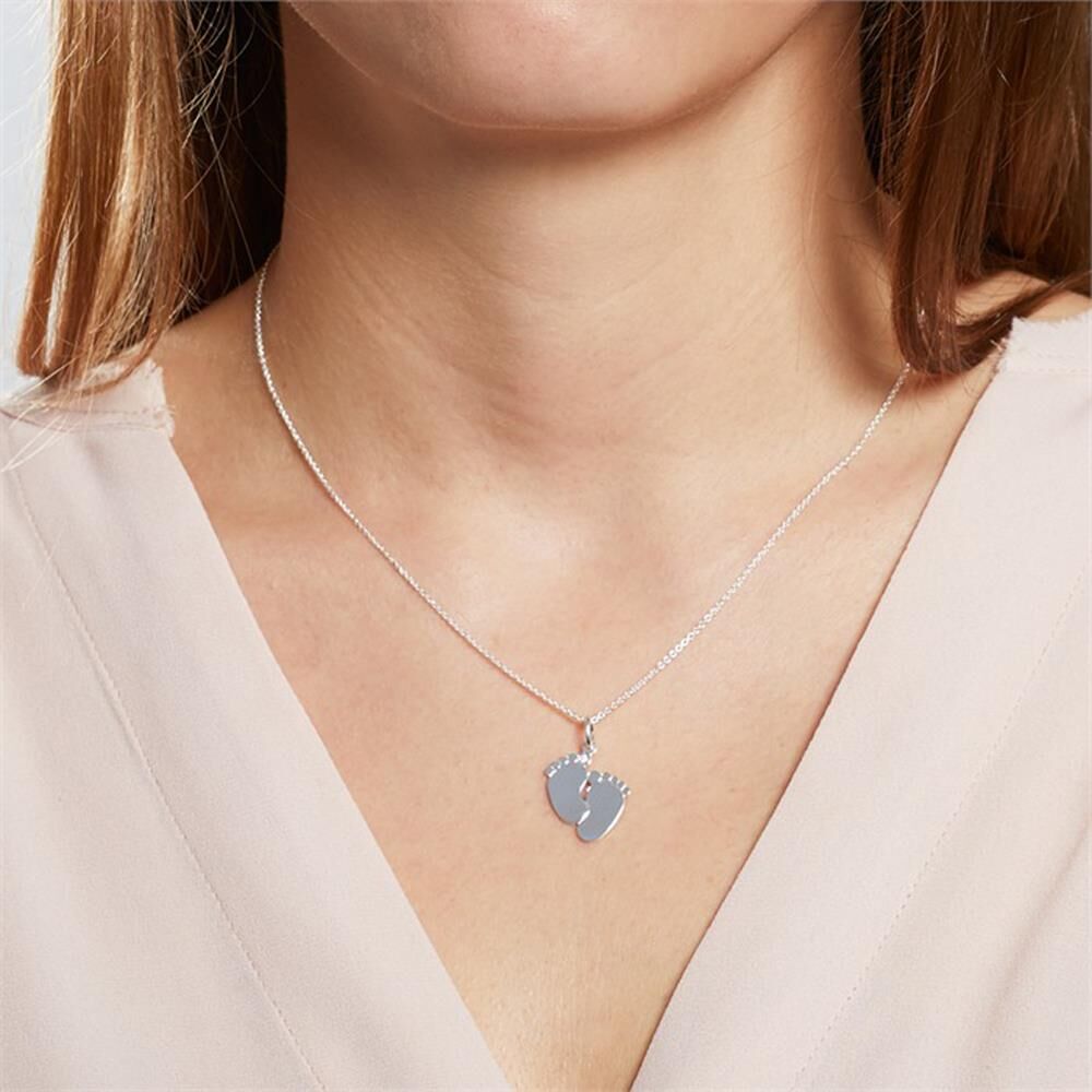 Unique Gravur Anhänger Babyfüße aus 925er Sterlingsilber silber