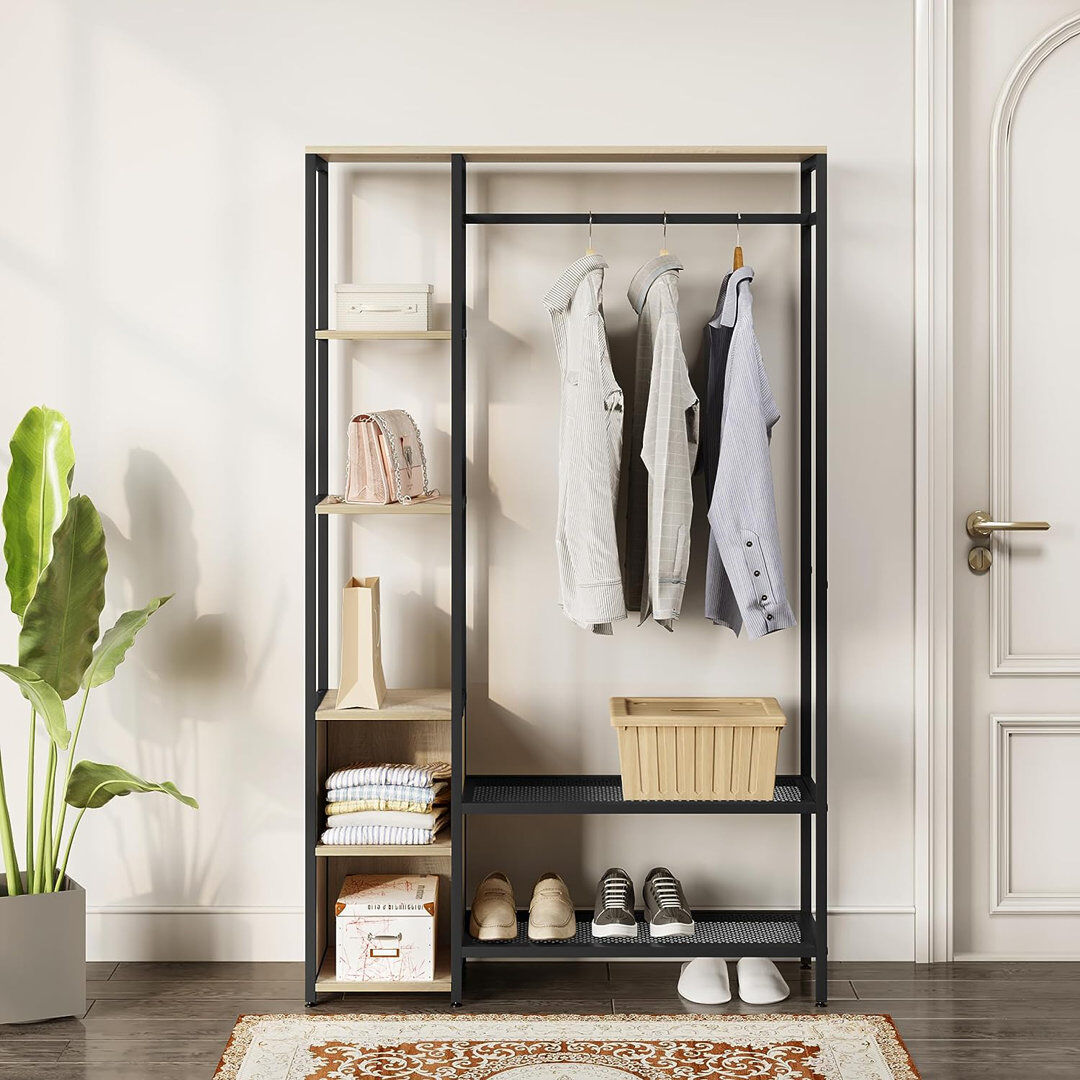 Rio Aerianna 100cm Clothing Rack Black/Light Wood 68cm L