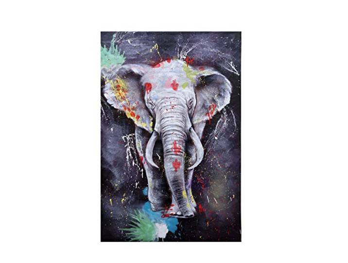 Mendler Ölgemälde Elefant HWC-H25 handgemaltes XL, Wandbild - 120x80cm