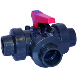 PVC Fittings, 3-Wege Kugelhahn Muffe, 50mm PN10
