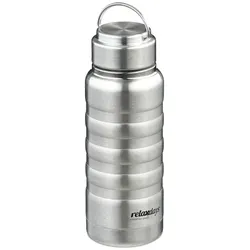 Relaxdays Trinkflasche Edelstahl 400 ml Silber