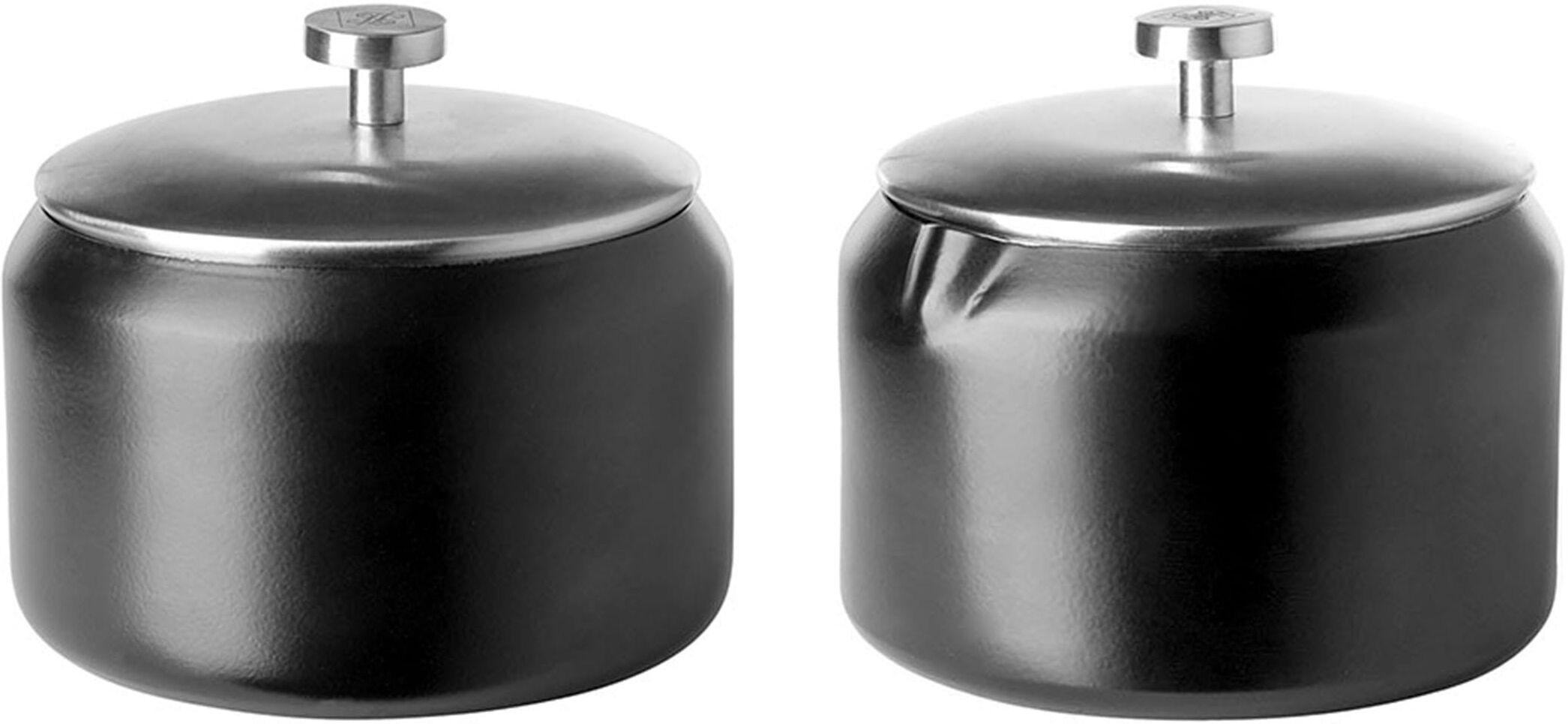 Milch- und Zuckerset FINK "DUO", schwarz (schwarz, silberfarben), 3 tlg., Edelstahl, Geschirr-Sets, Milch- und Zuckerset schwarz, silberfarben 3 tlg.