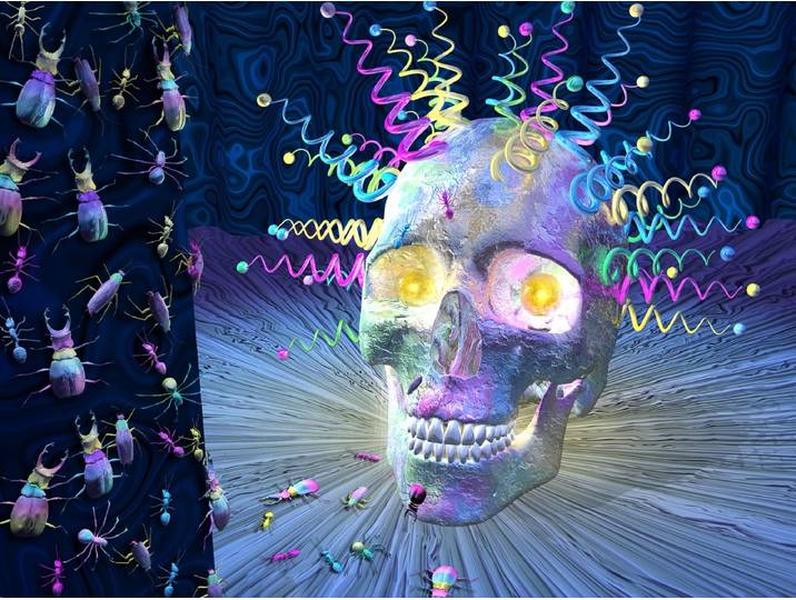 Fototapete PAPERMOON Psychedelischer Schädel , bunt, B:1,5m L:1,11m, Vlies, Tapeten, Fototapete