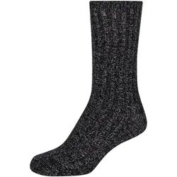 camano Wool Cosy Lurex Ribbed Crew Socken Damen 9999 - black 35-38