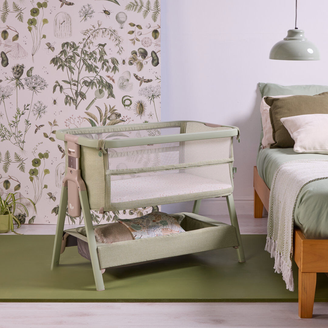 Tutti Bambini Cozee Zen Bedside Crib Eucalyptus 84cm H X 56cm W X 92cm L