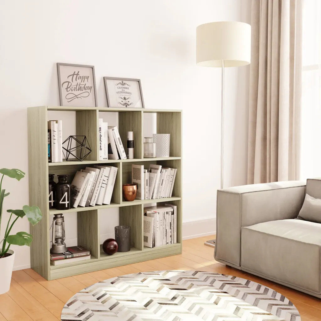 Hashtag Home Katara 100cm H x 97.5cm W Standard Bookcase Sonoma Oak 100cm H X 97.5cm W X 29.5cm D